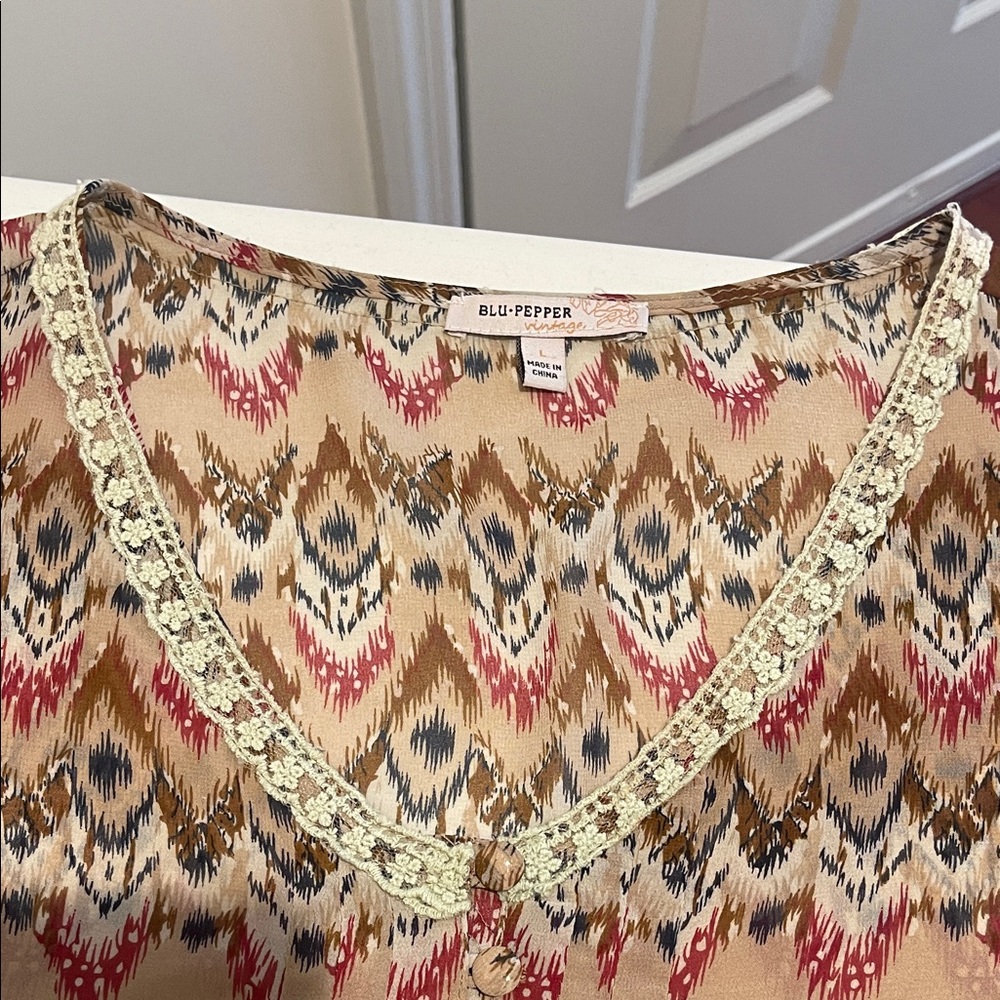 Babydoll Sheer Bell Sleeve Tunic / Beach Cover Up Fairy Boho Garden Flowy Large - Picture 12 of 15